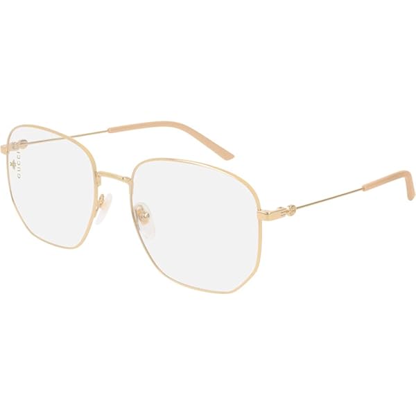 Gucci GG 0396S 001 Gold Metal Square Sunglasses Transparent Lens